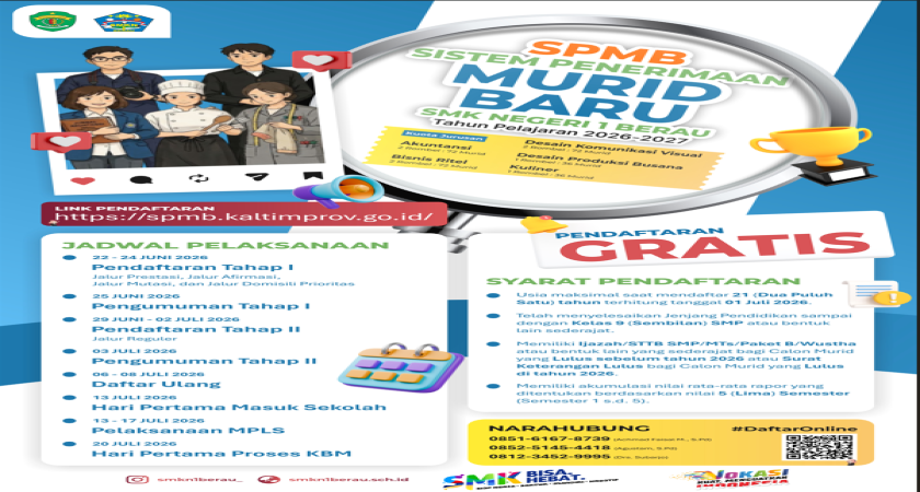 Info SPMB SMKN 1 Berau Tahun Pelajaran 2026/2027